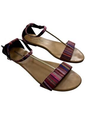 Montego Bay Club Women's Size 9 Multicolour Woven Strappy Flat Sandals